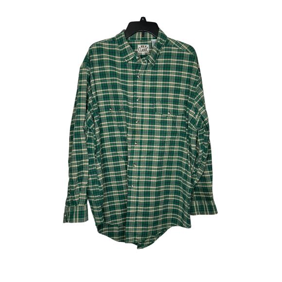 Ely Cattleman Men's Shirt Western Textured Plaid Button Up Long Sleeve Green XXL - Picture 1 of 11